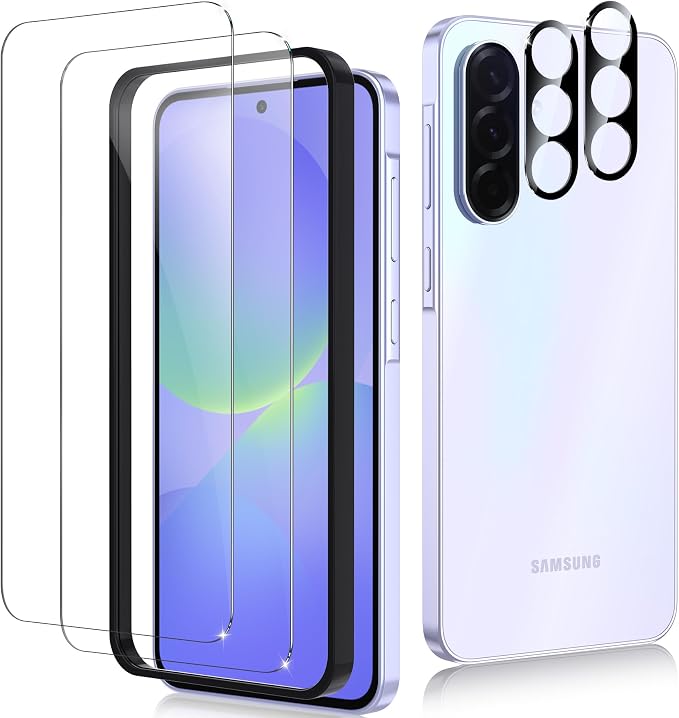 for Samsung Galaxy A36 5G Screen Protector & Camera Lens Protector | 2+2 Pack, Ultra HD Tempered Glass, Case Friendly, Anti-Fingerprint, Anti-Scratch, Bubble Free, with Easy Installation Frame by RXNMH