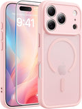 FNTCASE for iPhone 17 Pro Max Case, Fit for Magsafe, Screen Protector | Full Camera Protection, Translucent Matte, 14FT Military Grade Drop Proof, Shockproof Protective Phone Cover, Light Pink by FNTCASE