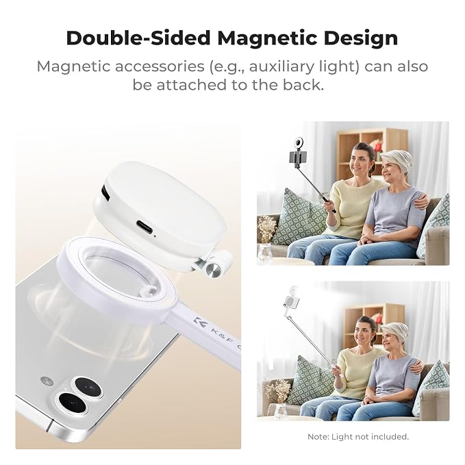 K&F CONCEPT Lightweight 71 inch Magnetic Selfie Stick Tripod | Portable Extendable, Bluetooth Remote, 3-Axis Adjustment Aluminium Vlog Rig Compatible with iPhone 17 16 15 14 Pro Max, MS18 - Image 3