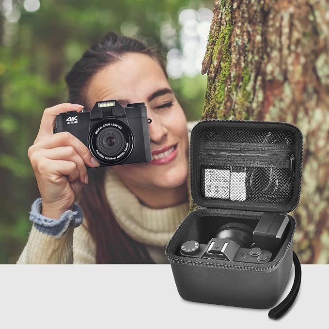 Comecase Vlogging Camera Case for Duluvulu/for VJIANGER 4K Digital Cameras | Mesh Pocket for Charging Cables and Batteries, Travel Storage for Vloggers, Parties and Camping (Black) - Case Only - Image 6