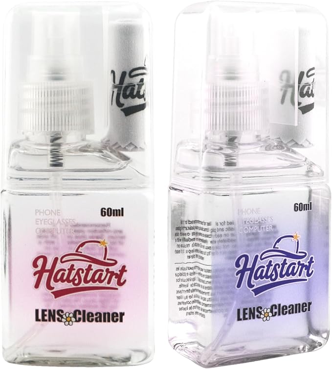 2-Pack Eye Glasses Cleaner Spray, Travel-Sized Screen Cleaning Kit with Touchscreen Mist for iPhone, Sunglasses, Computer, Laptop Screens, Phone Electronics with Eyeglass Cloth and Case Lid - Hatstart by Hatstart
