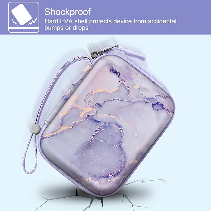 FINTIE Protective Case for Canon Ivy 2 Mini, CLIQ2 & CLIQ+2 Photo Printer | Shockproof Hard Shell Carrying Case, With Wrist Strap, Pocket Camera Storage, Charger Cable Organizer, Lilac Marble - Image 5