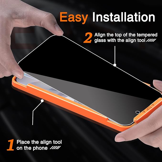 Milomdoi Privacy Screen Protector for iPhone 17, Tempered Glass | 3+3 Pack, 9H+ Hardness, Camera Lens Protector, Military Grade Shatterproof, Easy Installation, No Bubbles, Case Friendly - Image 3