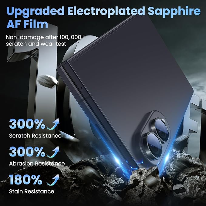 Uyiton for Samsung Galaxy Z Fold 8 Camera Lens Protector - Black | Military-Grade Sapphire Glass Rear Camera Screen Cover - Strong Adsorption Ultra HD Clear Lens Protector - Image 4