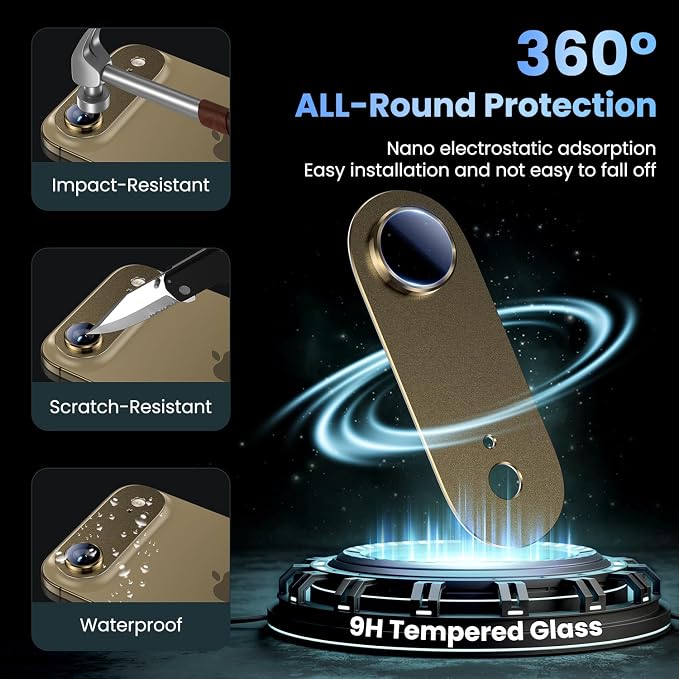 Uyiton for iPhone Air Camera Lens Protector, Metal Frame Glass Cover | Not Easy to Break, Strong Adsorption, Case-Friendly, Metal 9H Sapphire Glass Rear Camera Screen Cover, Brown - Image 2