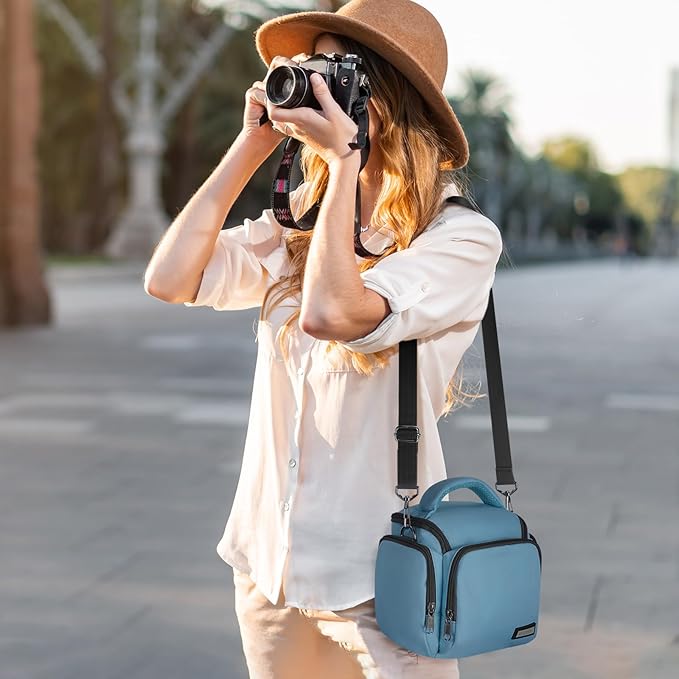 G-raphy Camera Bag Case Compact Lightweight Shoulder Crossbody Sling Photography Bags for Nikon Canon Sony DSLR SLR Mirrorless with Removal Straps(Teal) - Image 5