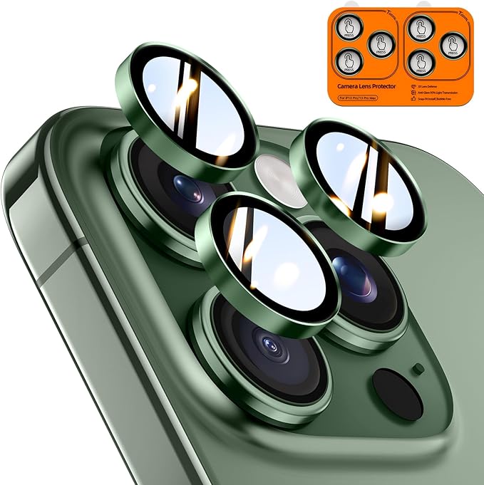 TOCOL Camera Lens Protector for iPhone 13 Pro Max/iPhone 13 Pro Tempered Glass HD Individual Scratch Resistant Camera Cover Accessories Case Friendly 2 Pack（Alpine Green） by TOCOL