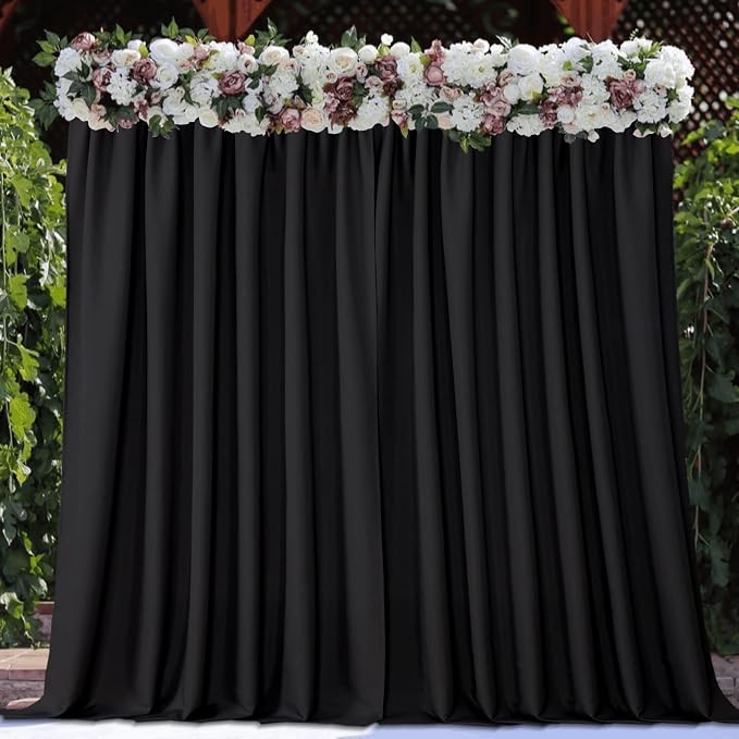 Joydeco Black Backdrop Curtain for Parties, Wrinkle Free Black Curtains Photo Backdrop for Wedding Decor, Birthday Party Graduation Baby Shower Photography(5ft x 8ft, 2 Panels) by JOYDECO