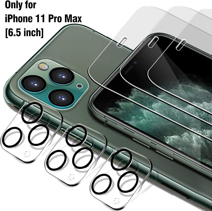 Ferilinso 3 Pack Screen Protector for iPhone 11 Pro Max, Tempered Glass | 9H+ Hardness, Military-Grade Shatterproof, HD Clear, Case Friendly, Easy Installation Bubble Free, with Camera Lens Protector - Image 2