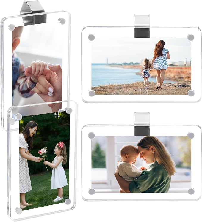PIFOOG 4PCS Car Visor Picture Holder Gifts for Father Boyfriend Clip Photo Frame Acrylic Magnetic Personalized Memorial Family Dad Mother Couple Wallet Size Photos 3.2 × 4.7 inch by PIFOOG