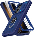Fit for Samsung Galaxy S23+ Plus Case with Screen Protector*2, Build in 360° Rotating Ring Kickstand, Military Grade Protective Case for Samsung S23 Plus Phone, Blue by Gritup