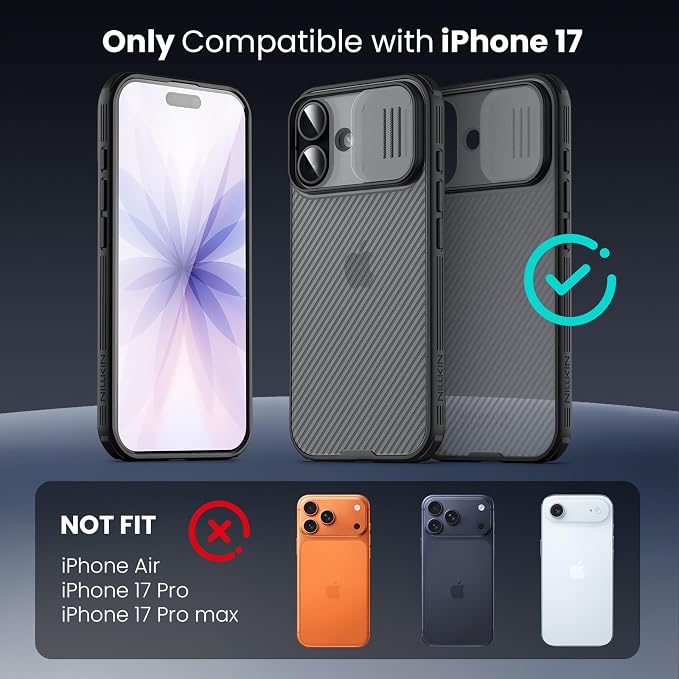 Nillkin for iPhone 17 Case with Slide Camera Cover & Thin Slim Fit | Shockproof Protective | Protector Privacy | Phone Case Camera Lens Protector, Transparent Black - Image 10