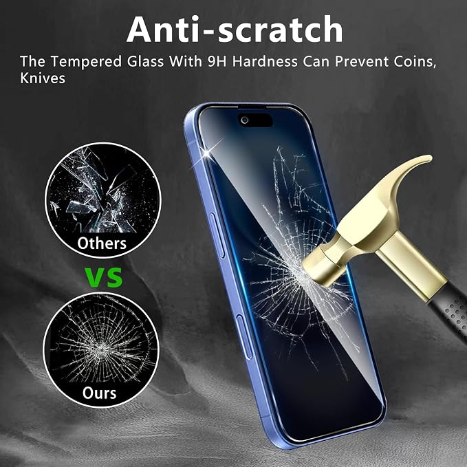3 Pack Privacy Screen Protector Designed for iPhone 16/15/15 Pro,Full Coverage Anti-Spy Tempered Glass Film,9H Hardness,Anti-Fingerprint,Bubble Free,Easy to Install - Image 4