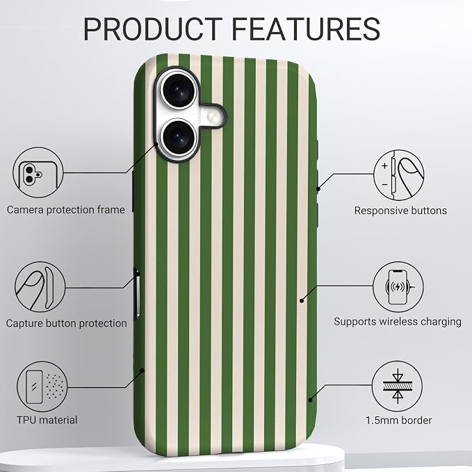 TPU Phone Case for iPhone 17, MagSafe Wireless Charging Compatible, Shockproof Slim Fit Protective Cover with Anti-Yellowing & Raised Camera Protection (Stripe 2, iPhone 17(6.3")) - Image 3