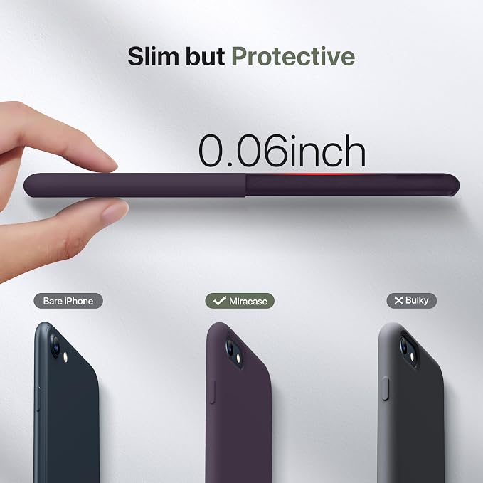 miracase Ultra Slim Designed for iPhone SE Case 2022(3rd Gen)/iPhone SE 2020 Case(2nd Gen)/iPhone 7 Case/iPhone 8 Case with Screen Protector, Multi-Color Silicone Shockproof Phone Case Dark Purple - Image 2