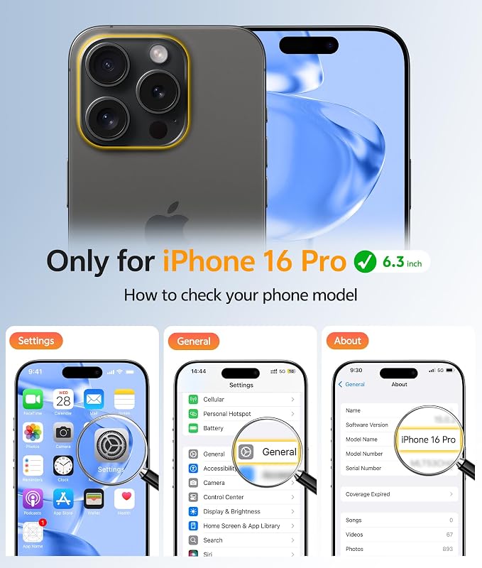 FNTCASE for iPhone 16 Pro Case, Fit for Magsafe, with Screen Protector | Full Camera Protection, Translucent Matte, 14FT Military Grade Drop Proof, Shockproof Protective Phone Cover, Black - Image 3