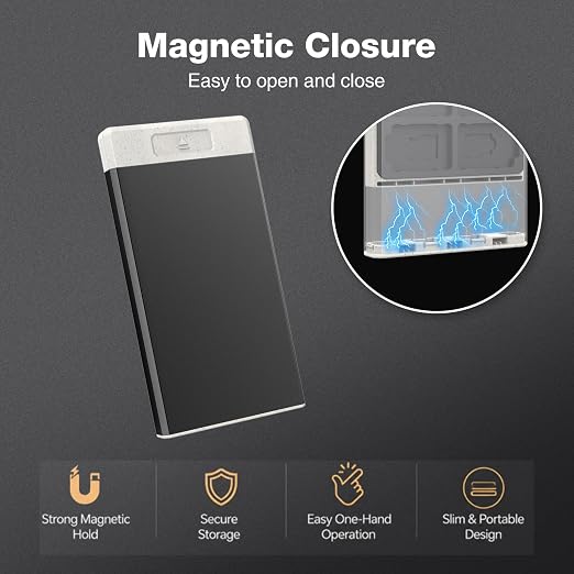 HEIYING Switch Game Case with 40 Precise Slots for Switch 2 / Micro SD Card | Portable Game Card Case, Metal Shell with Soft Silicone Lining, Precise Slots, Magnetic Closure for Easy Storage & Access - Image 3