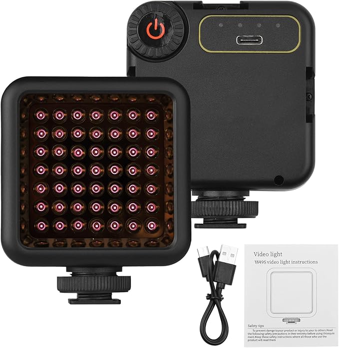 Mini IR Night Vision Light Infrared Photography Light for Video Camera Camcorder Built-in Rechargeable Battery with 3 Cold Shoe Mount for Vlog YouTube Video Recording by Camnoon