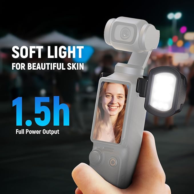 NEEWER Basics Magnetic RGB Light Compatible with DJI OSMO Pocket 3 Gimbal Camera & Creator Combo Accessories, 1W USB C Rechargeable Plastic LED Auxiliary & Fill Lighting for Selfie Vlog Video, M21C - Image 4
