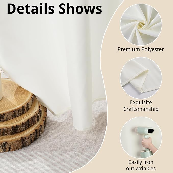 10x7FT Beige Backdrop Curtains for Parties, 5x7FT 2 Panels | Wrinkle Resistant Fabric Drapes for Photography Birthday Wedding Background Decorations Easy Hang Multipurpose Use - Image 2