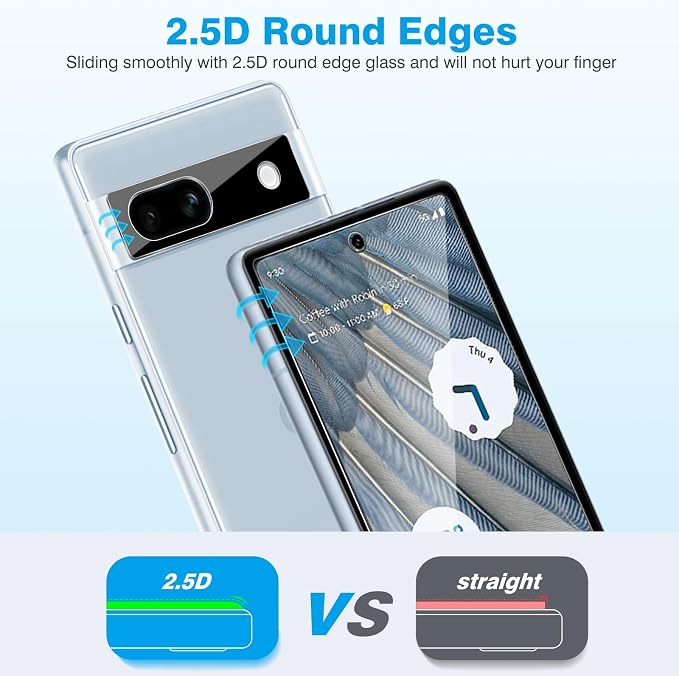 OMOTON Screen Protector for Google Pixel 7A 5G 6.1 Inch, 3 Pack | Tempered Glass & Camera Lens Protector, Alignment Frame/Anti Scratch - Image 7