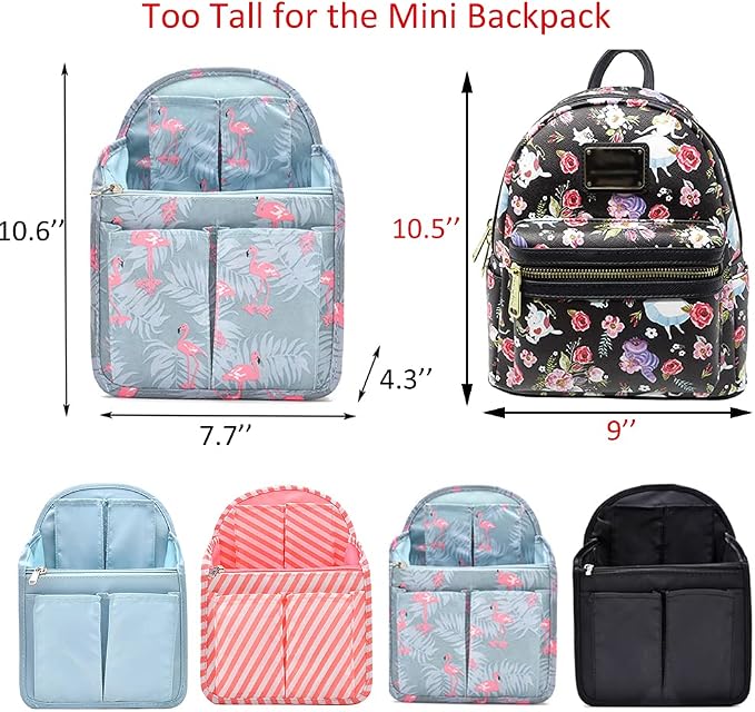 HOYOFO Mini Backpack Organizer Insert Small Shoulder Bag Divider for Rucksack Purse Lightweight Nylon, Light Blue - Image 5
