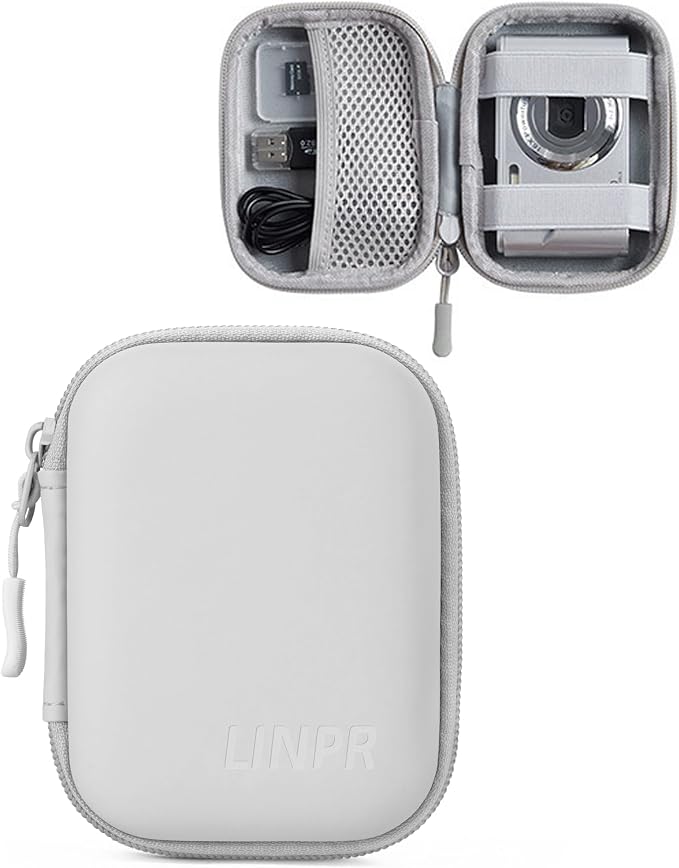 Digital Camera Case for KODAK PIXPRO FZ55/FZ45, Case Only, Matte Gray | Fits CAMKORY DC403 and Canon PowerShot ELPH 360 HS Compact Digital Cameras, Small Hard Shell Camera Pouch with Mesh Pocket by Linpr