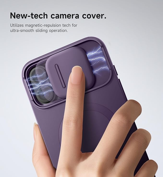 SURITCH for iPhone 16 Plus Case with Magnetic Camera Slide Cover and Adjustable Kickstand, Compatible with MagSafe, Shockproof Bumper Case Slim Protective Cover for iPhone 16 Plus 6.7 Inch,Dark Purple - Image 4