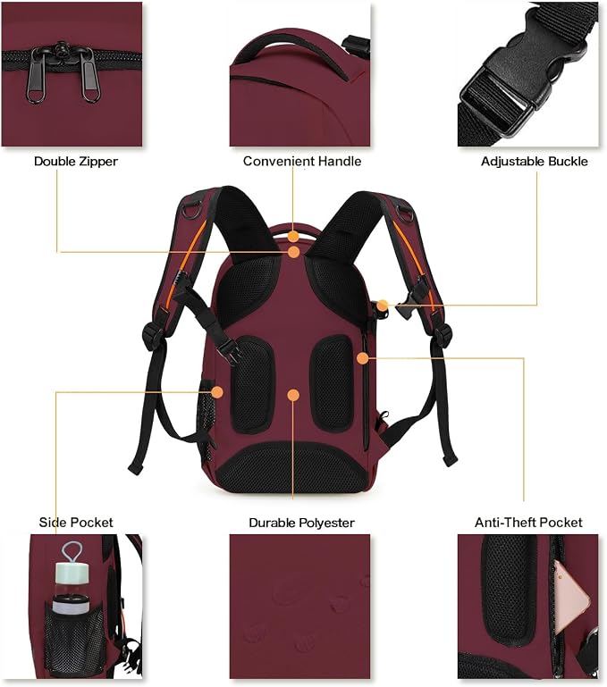 MOSISO Camera Backpack,Photography Backpack Padded Camera Bag, Wine Red | DSLR/SLR/Mirrorless Shockproof Camera Bag with Customized Modular Inserts&Tripod Holder Compatible with Canon,Nikon,Sony - Image 5