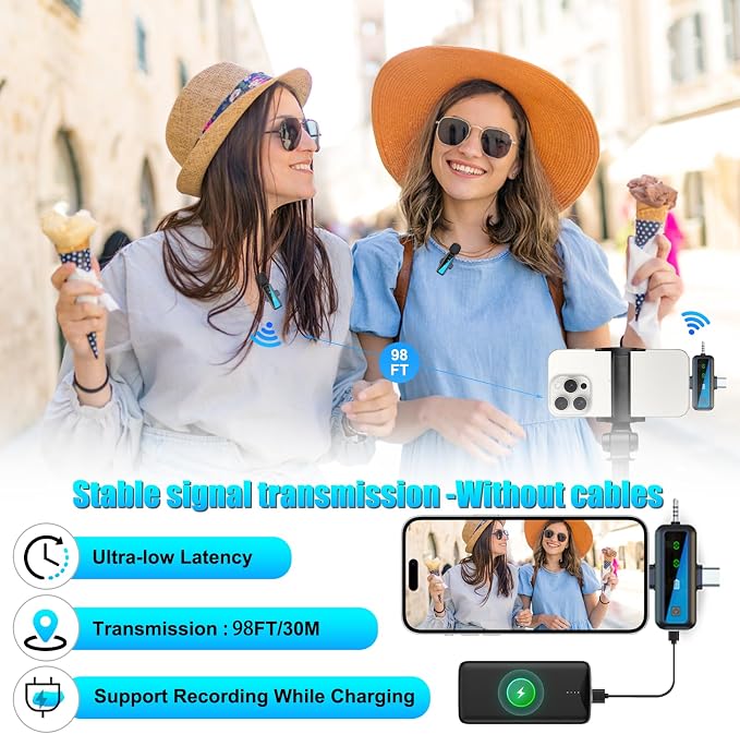 3-in-1 Wireless Lavalier Microphone for iPhone/Android/Camera/PC, Featuring a Rotatable Clip, Mute, Reverb, and Noise Reduction – Ideal for TikTok, YouTube, and Vlogging (3-in-1) - Image 5