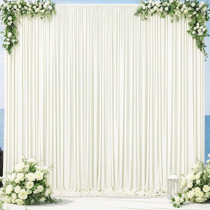 10x12 Ivory Backdrop Curtains for Wedding Party Wrinkle Free Backdrops Curtain Drapes Fabric Decorations Photo Back Drop Cloth for Baby Shower Photography Stage Reception 5ft x 12ft,2 Panels - Image 5