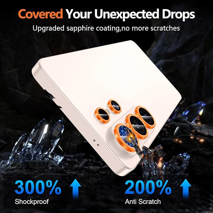 for Samsung Galaxy S26 Ultra Camera Lens Protector, Individual Metal Ring Tempered Glass Lens Cover, [Strong Adsorption] Scratch Resistant Ultra-Thin HD Clear Lens Cover, 1 Set-Orange - Image 5