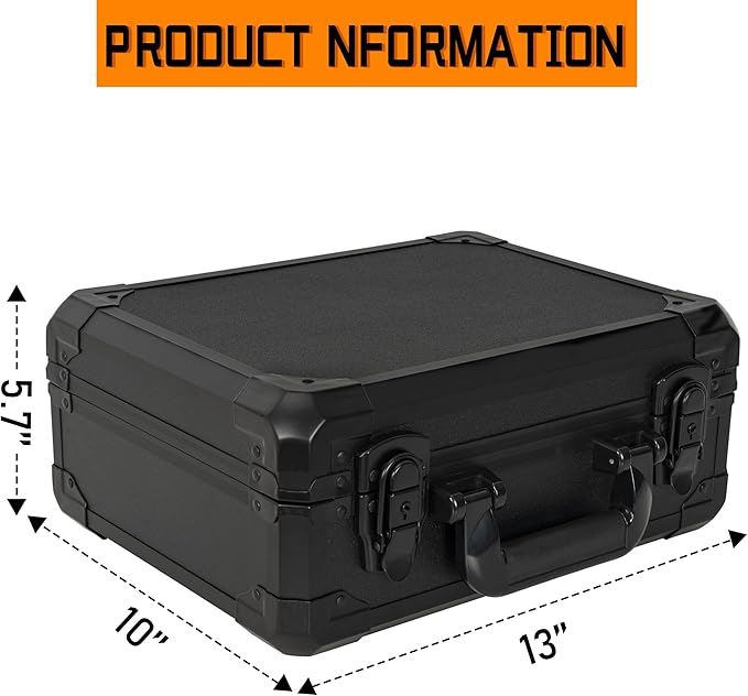 13 Inch Hard Carrying Storage Case | Ideal for Microphone & Camera Gear Transportation, DJ Mixer Case with Customizable Pre-Diced Foam, 13 X 10 X 5.5 Inch, Black - Image 5