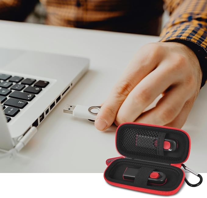 USB Flash Drive Case, SD Card/Thumb Drive/Memory Cards Holder, Bag Only | SDXC/SDHC Storage, Electronic Accessories Organizer for SanDisk / for Samsung, for Students/IT/Office/School/Travel, Red - Image 9