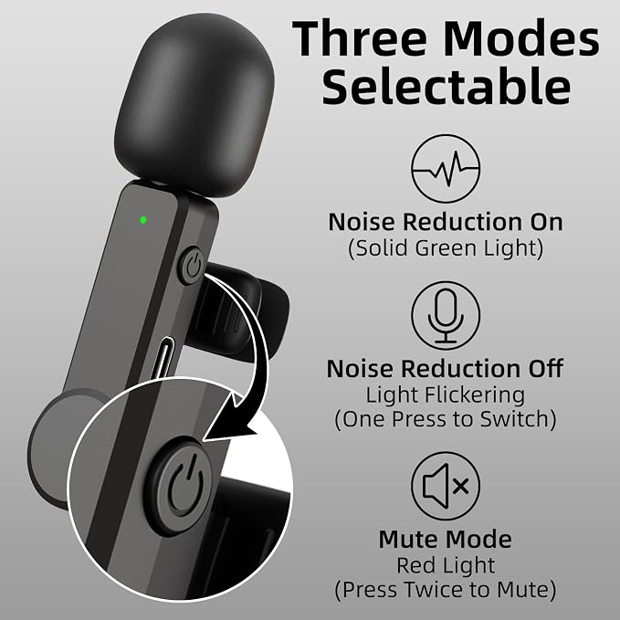 NPTCL Wireless Mini Lavalier Microphone for iPhone Android Video Recording | Noise Cancelling Mini Mic, 75ft Transmission, 8 Hour Battery Life for Content Creator, Vlogger, Youtuber, Podcaster - Image 3