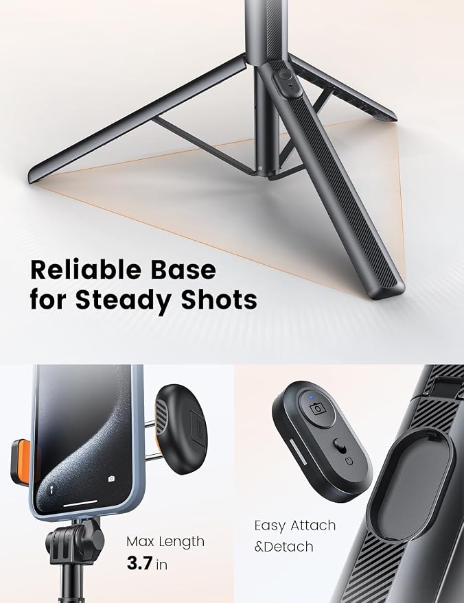 71" Phone Tripod with 1/4" Camera Mount, NT79 Extendable Selfie Stick | Extra Tall,Wireless Remote,Comapct Travel Stand Holder for Filming Video Recording,Compatible with iPhone/Samsung/Camera - Image 3