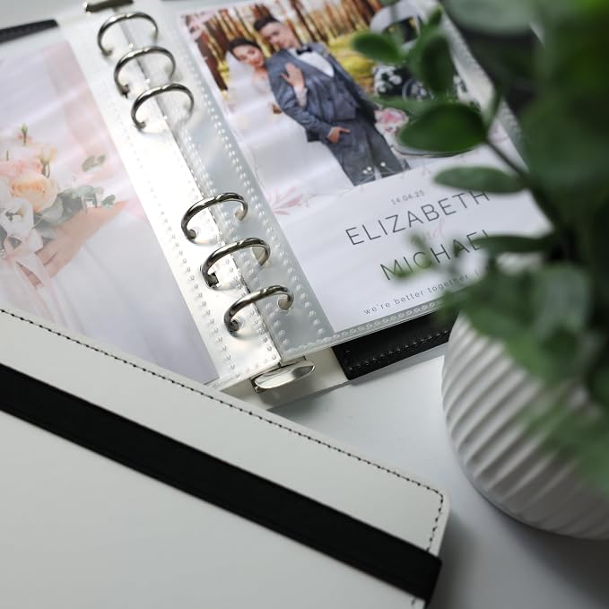 Photo Album For 2X6 Photo Booth Slip In Strips And 4X6 Pictures - 6 Ring Notebook Binder With 20 2 By 6 Sleeves - Fits 80 Photobooth Prints (WHITE HARD COVER, 4X6) - Image 2