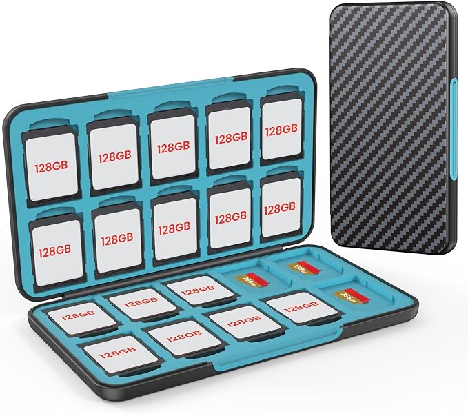 HEIYING SD Card Holder with 40 Precise Slots for SDXC SDHC Micro SD Cards | Portable Game Cards Case, Hard ABS Shell with Soft Silicone Lining, Precise Card Slots,Magnetic Closure for Easy Access by HEIYING