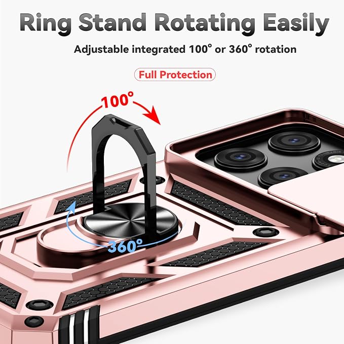 SunStory Compatible with Motorola Moto Edge 2026 Case with HD Screen Protector & Slide Camera Cover & Rotated Ring Kickstand, [Military-Grade] Phone Case for Moto Edge 2026,Rose Gold - Image 4