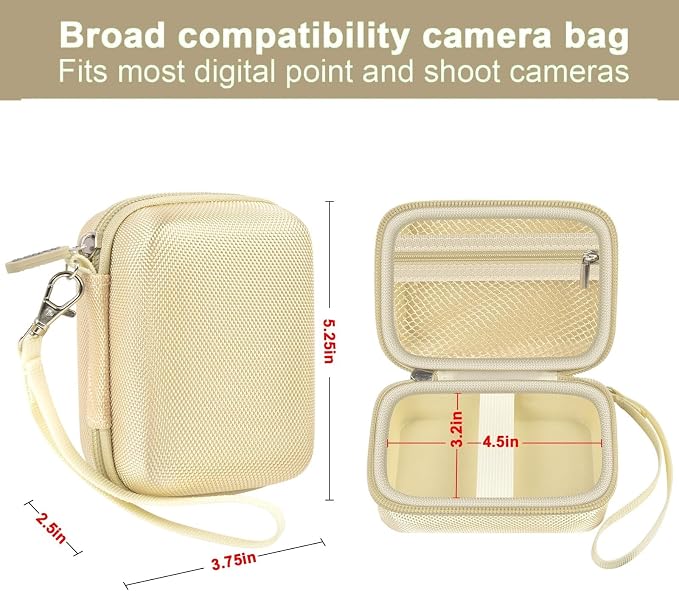 ALKOO Digital Camera Case for CAMKORY/Pouch for KODAK PixproLight Brown | for Lecran/for VAHOIALD Point and Shoot Camera, Hard Carrying Case with Mesh Pocket, Compact for Vlogging, Travel and Storage - Image 3