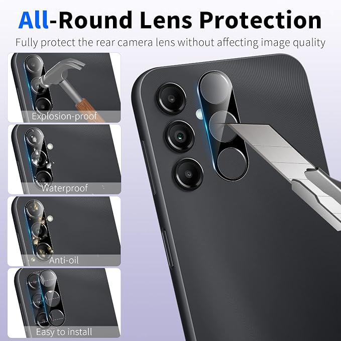 [2+2 Pack] Privacy Screen Protector for Samsung Galaxy A14 5G with Camera Lens Protector, Anti-Spy Tempered Glass Film, Full Coverage, Anti-Scratch, Bubble Free, Case Friendly, Easy Installation - Image 4