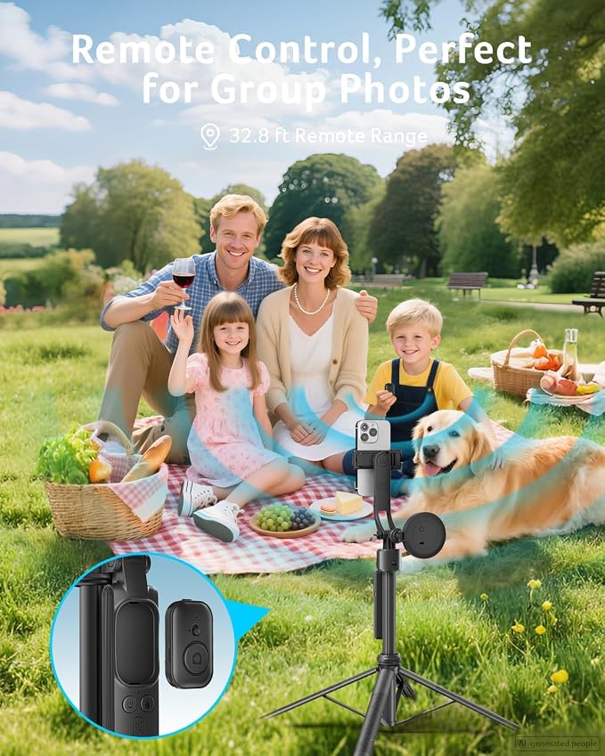 Acer Gadget Auto Face Tracking Tripod for iPhone/Cell Phone/Android/Camera with Light and Remote, 64", No App, 360°Rotating Tripod Selfie Stick for Tiktok YouTube Vlog Live Streaming Video Recording - Image 6