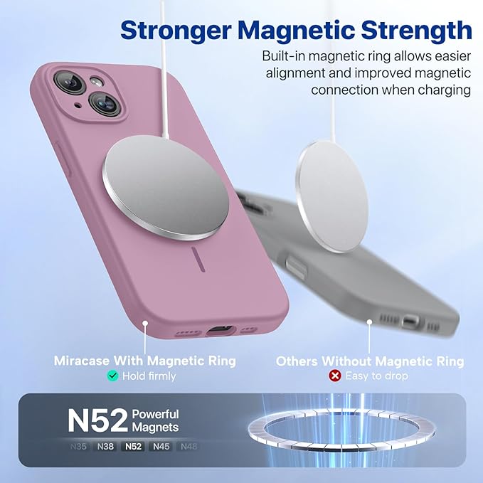 Miracase Silicone & Magnetic for iPhone 15 Plus Case, Blackcurrant | Compatible with MagSafe, Soft Microfiber Lining, Liquid Silicone Case Shockproof Drop Protection Phone Case for 15 Plus - Image 4
