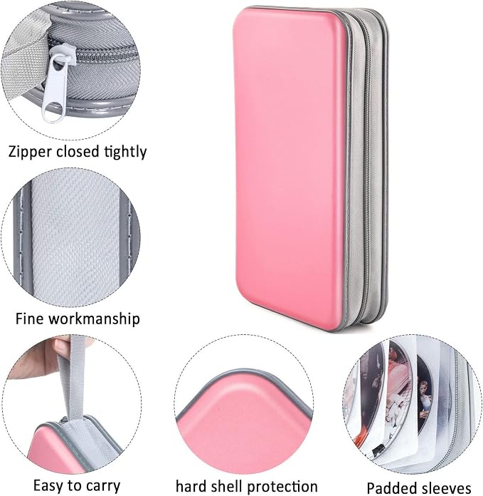 96‑Capacity Hard Plastic CD/DVD Binder for Car, Home & Travel | Zipper‑DVD Organizer, Scratch‑Resistant Sleeves Shield Discs From Dust & Damp; Stores Music, Video, Gaming & Blu‑ray Discs - Image 2