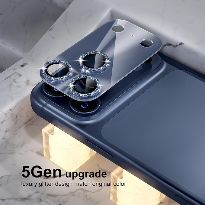 Choiche for iPhone 17 Pro Max Camera Lens Protector, Light-Deep Blue | Bling Metal Camera Cover with 9H Tempered Glass Lens Screen Protector Accessories, Strong Adsorption, Case-Friendly, 6.9-inch - Image 7