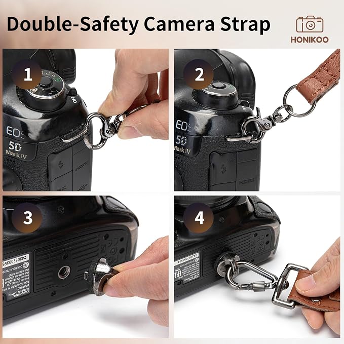 Dual Camera Harness Leather Camera Straps for Photographers for DSLR/SLR | Camera Holster Camera Harness for Photographers Leather Harness Camera Belt Spider Holster Camera Belt Camera Neck Strap - Image 6
