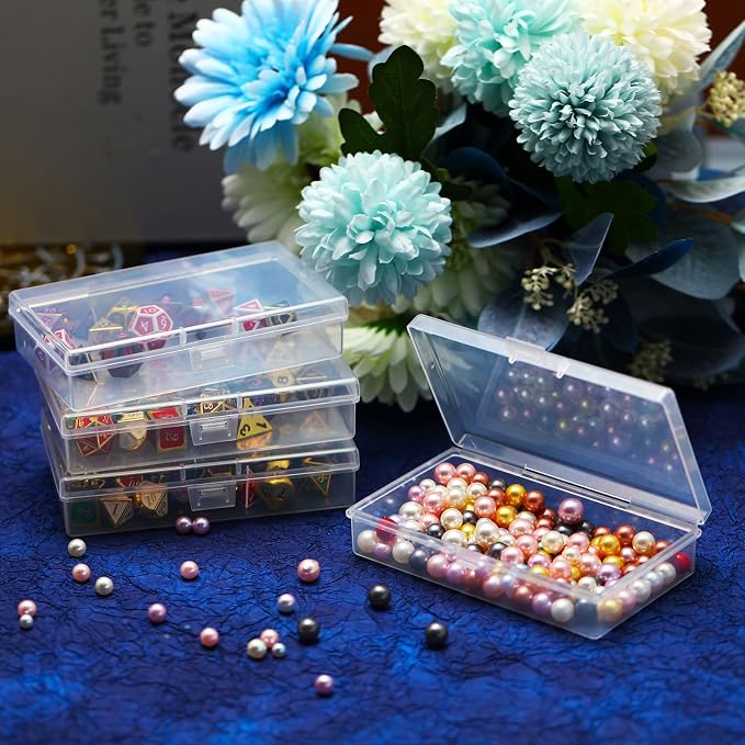 SATINIOR 12 Pack Clear Plastic Beads Storage Containers Box with Hinged Lid for Beads and More (5.2 x 3.03 x 1.18 Inch) - Image 6