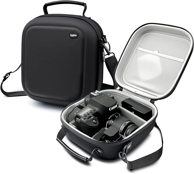 Krypthos Camera Case Compatible with Canon EOS R50, Carrying Bag (Black) | Small Camera Case for Canon EOS Rebel T7, R100, 90D, 2000D, Nikon D7100, Sony Alpha ZV-E10, Protective, Shockproof Durable - Image 8