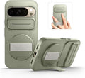 SURITCH for Google Pixel 10 Pro XL Case with 360° Rotatable Hand Strap Phone Grip Holder & Invisible Kickstand & Slide Camera Cover, Protective Cover for Pixel 10 Pro XL -Green by SURITCH