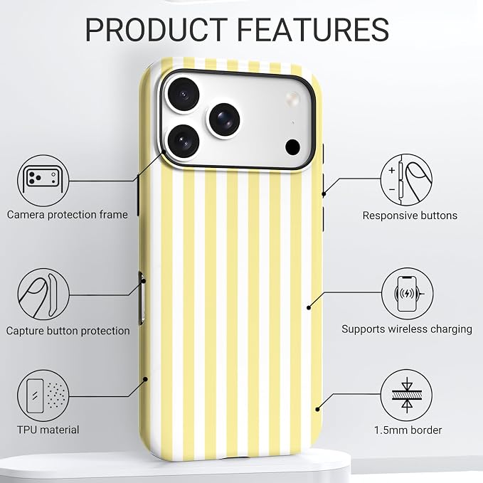 TPU Phone Case for iPhone 17 Pro Max, MagSafe Wireless Charging Compatible, Shockproof Slim Fit Protective Cover with Anti-Yellowing & Raised Camera Protection (Stripes 5, iPhone 17 Pro Max(6.9")) - Image 4